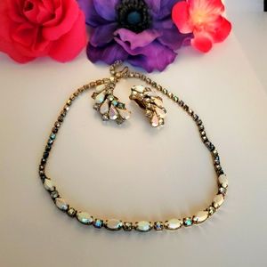 Vintage opal iridescent cocktail set